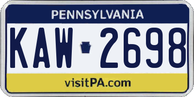 PA license plate KAW2698