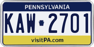 PA license plate KAW2701