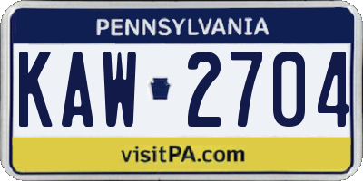 PA license plate KAW2704