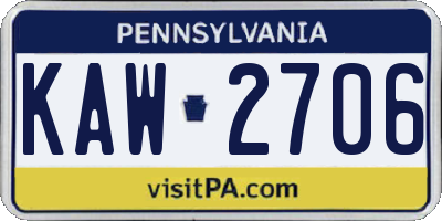 PA license plate KAW2706