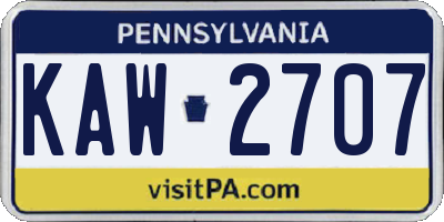 PA license plate KAW2707