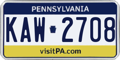 PA license plate KAW2708
