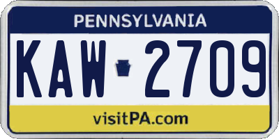 PA license plate KAW2709