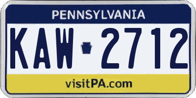 PA license plate KAW2712