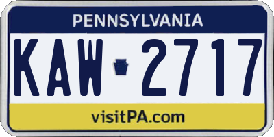 PA license plate KAW2717