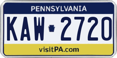 PA license plate KAW2720