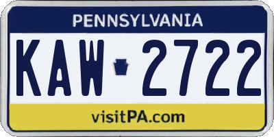 PA license plate KAW2722
