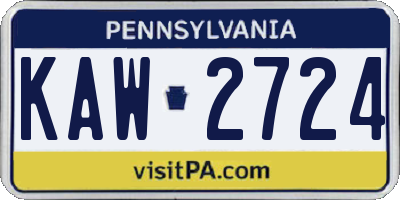 PA license plate KAW2724