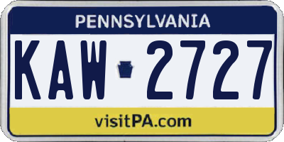 PA license plate KAW2727