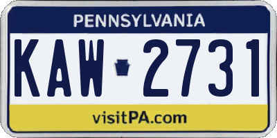 PA license plate KAW2731