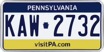 PA license plate KAW2732
