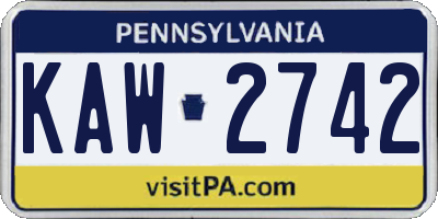 PA license plate KAW2742