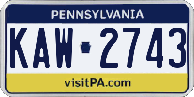 PA license plate KAW2743