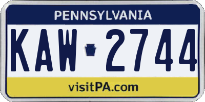 PA license plate KAW2744