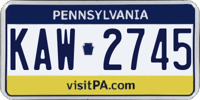 PA license plate KAW2745