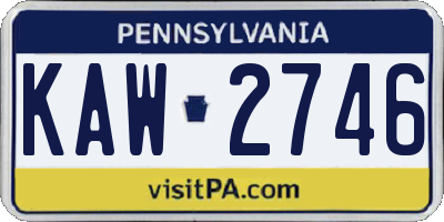 PA license plate KAW2746