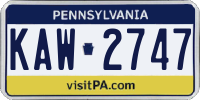 PA license plate KAW2747