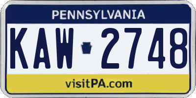 PA license plate KAW2748