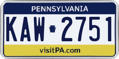 PA license plate KAW2751