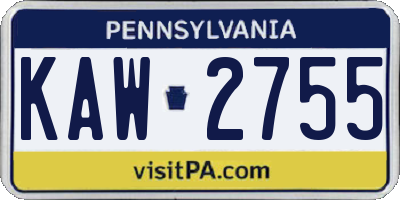 PA license plate KAW2755