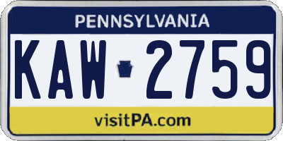 PA license plate KAW2759