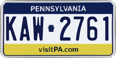 PA license plate KAW2761