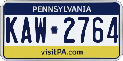 PA license plate KAW2764