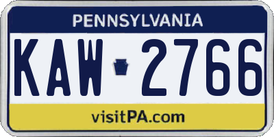 PA license plate KAW2766