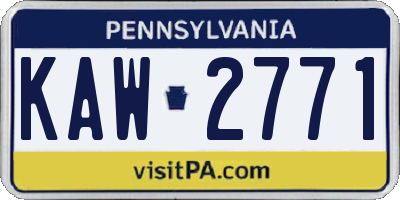 PA license plate KAW2771