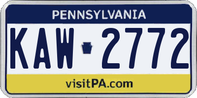 PA license plate KAW2772