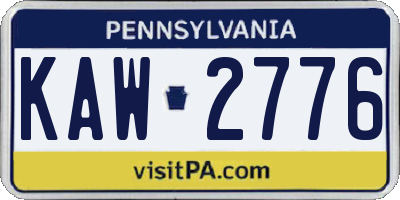PA license plate KAW2776