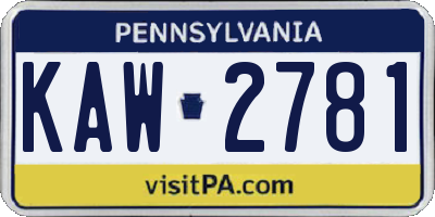 PA license plate KAW2781