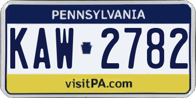 PA license plate KAW2782