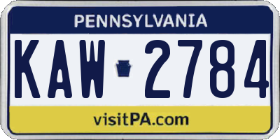 PA license plate KAW2784