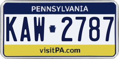 PA license plate KAW2787