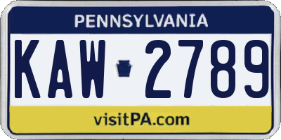 PA license plate KAW2789