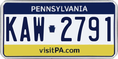 PA license plate KAW2791