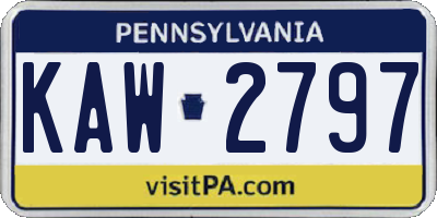PA license plate KAW2797