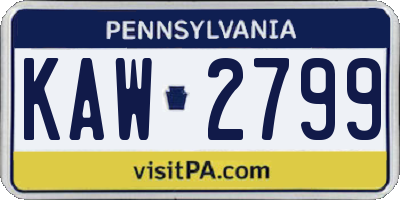 PA license plate KAW2799