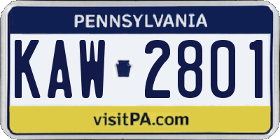 PA license plate KAW2801