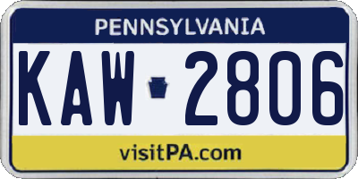 PA license plate KAW2806