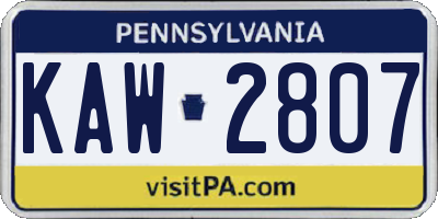 PA license plate KAW2807