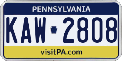 PA license plate KAW2808