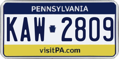 PA license plate KAW2809
