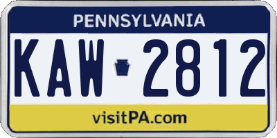 PA license plate KAW2812