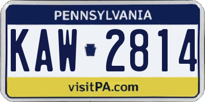 PA license plate KAW2814
