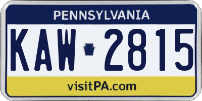 PA license plate KAW2815