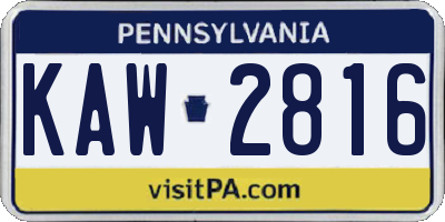 PA license plate KAW2816
