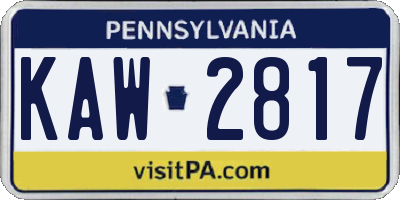 PA license plate KAW2817