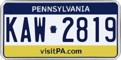 PA license plate KAW2819